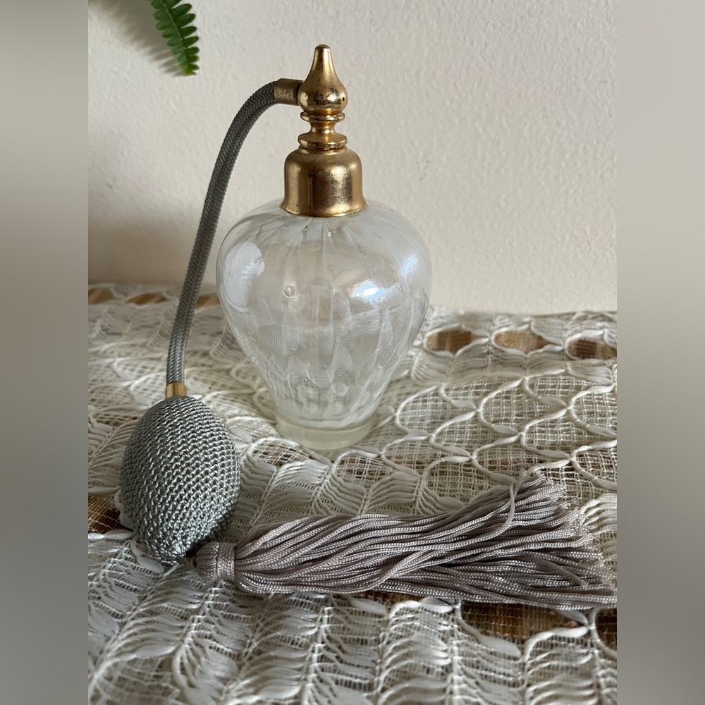 Vintage IW Rice Art Deco Opalescent Glass Perfume Atomizer Bottle